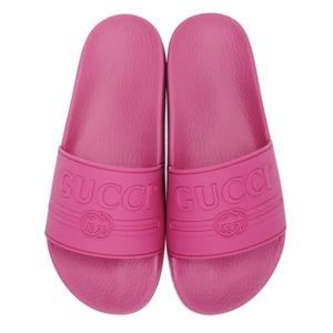 Hot pink Gucci slides